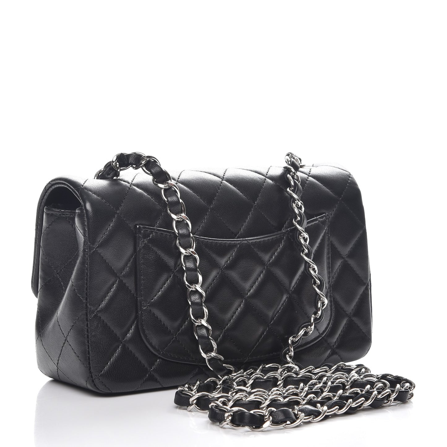 Lambskin Quilted Mini Rectangular Flap Black