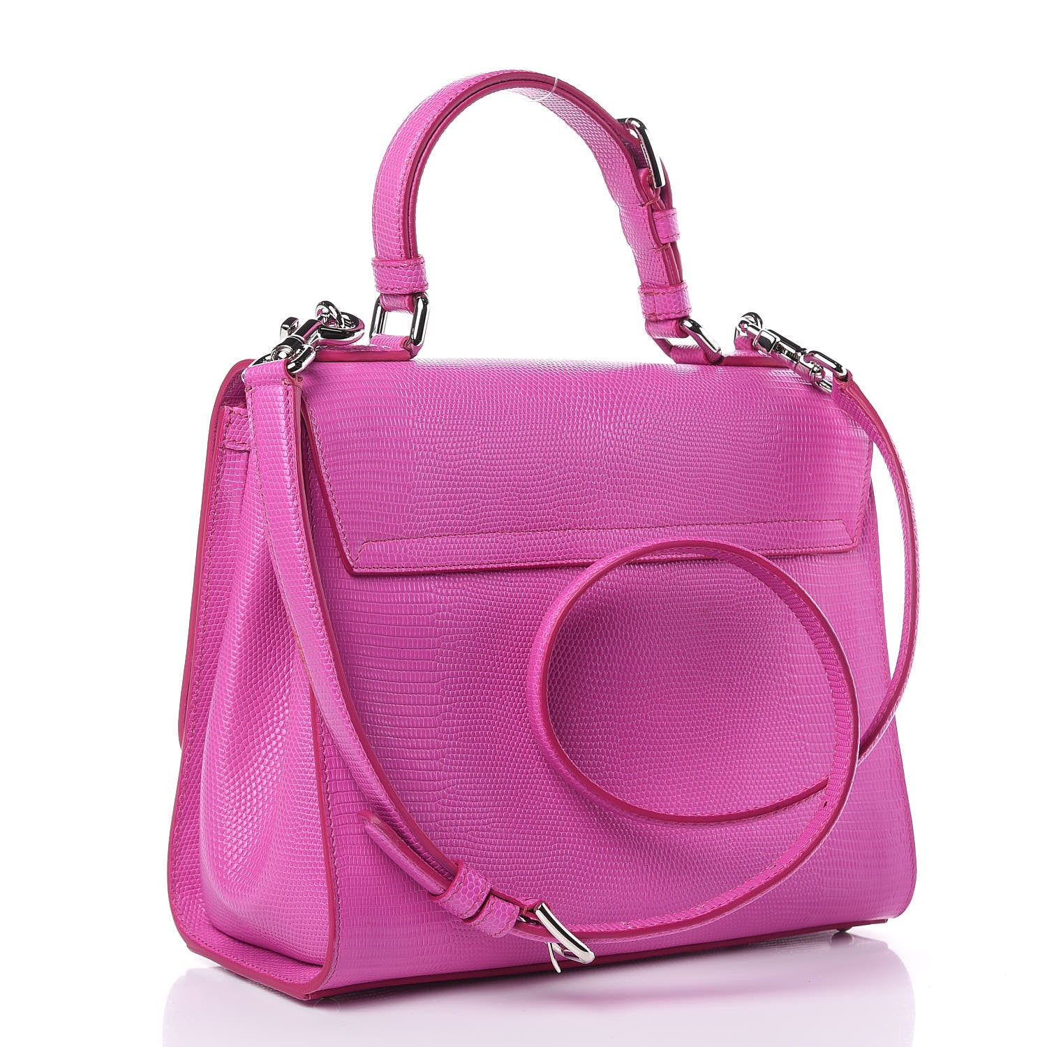 Dolce & Gabbana Lizard Calfskin Embossed Medium Monica Tote Rosa 3 of 10