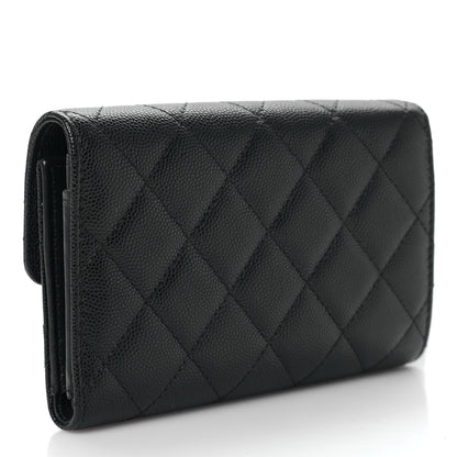 Chanel Caviar Quilted Coco Chanel CC Medium Flap Wallet Black 3 of 11