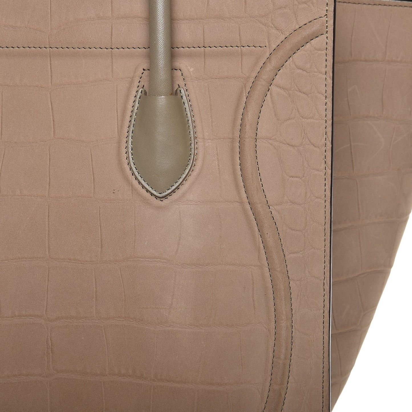 Crocodile Embossed Nubuck Medium Phantom Luggage Beige