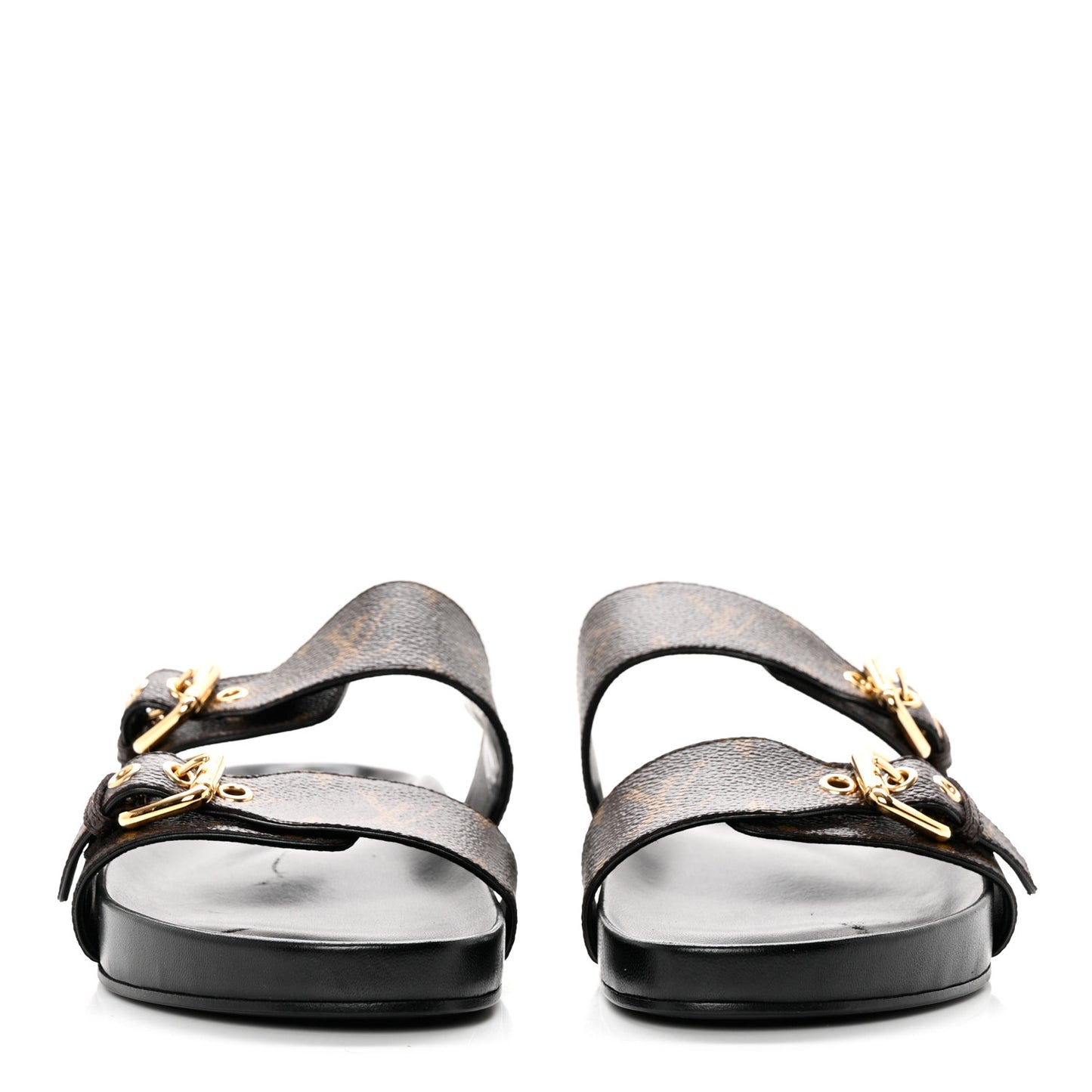 Patent Monogram Bom Dia Flat Mule Sandals 40 Black