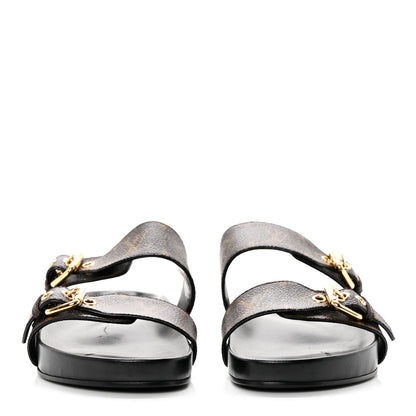 Louis Vuitton Patent Monogram Bom Dia Flat Mule Sandals 40 Black 2 of 8