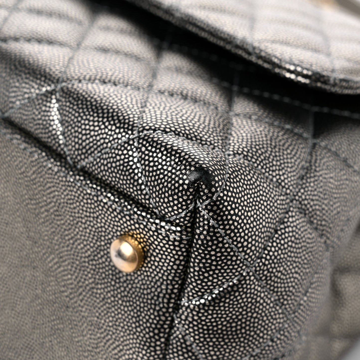 Metallic Caviar Quilted Small Coco Handle Flap Silver