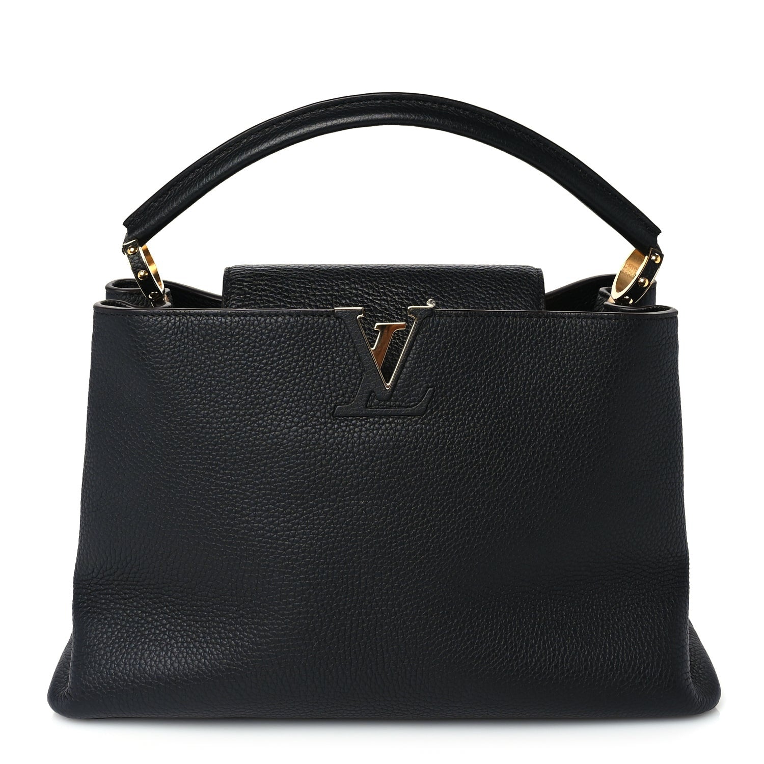 Louis Vuitton Taurillon Capucines MM  Black Fuchsia 1 of 8