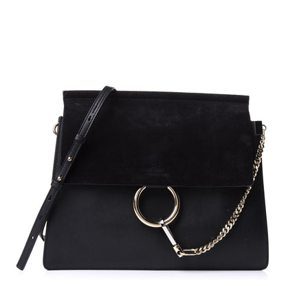 Chloe Suede Calfskin Medium Faye Shoulder Bag Black 1 of 12