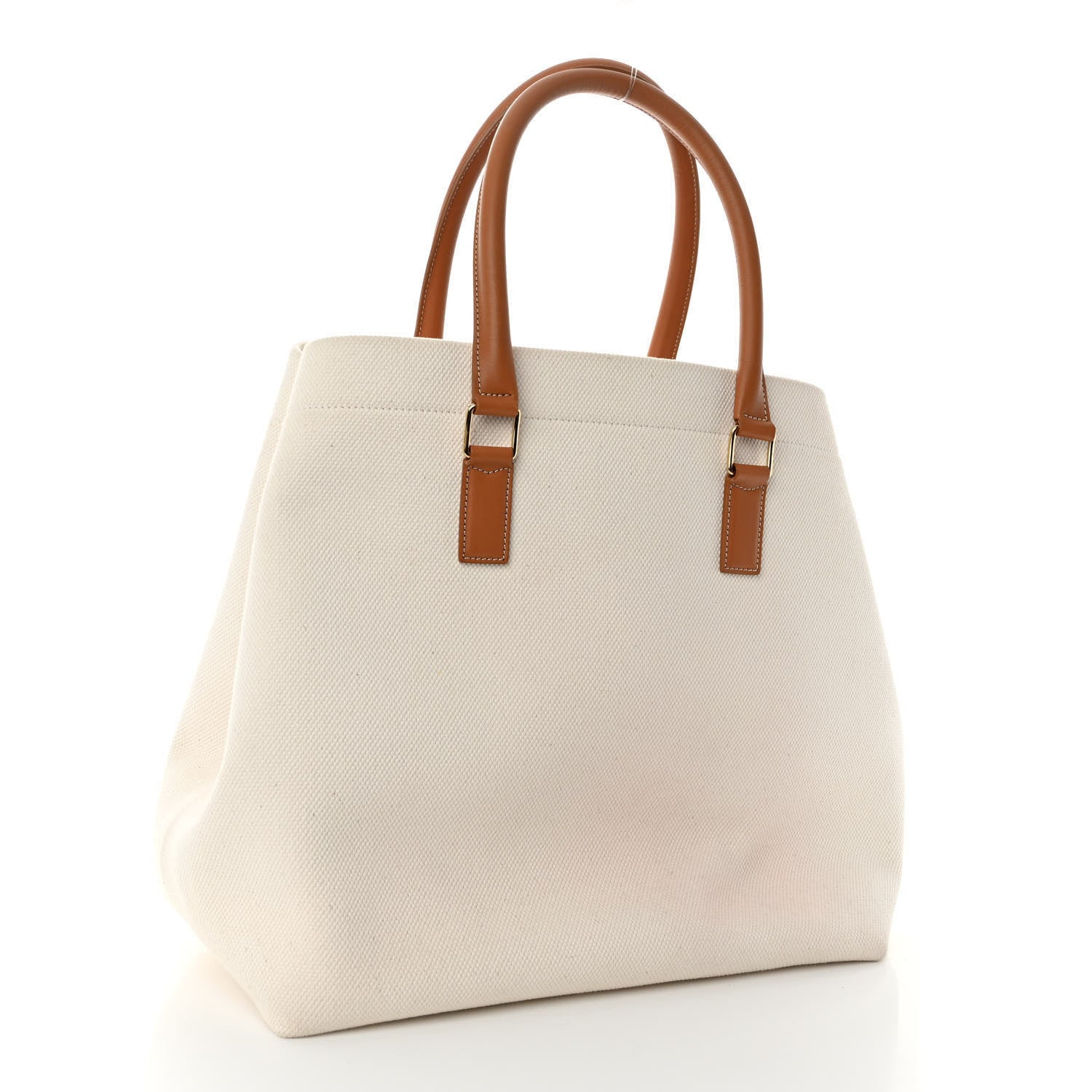 Celine Canvas Calfskin Logo Print Small Horizontal Cabas Natural Tan 3 of 13