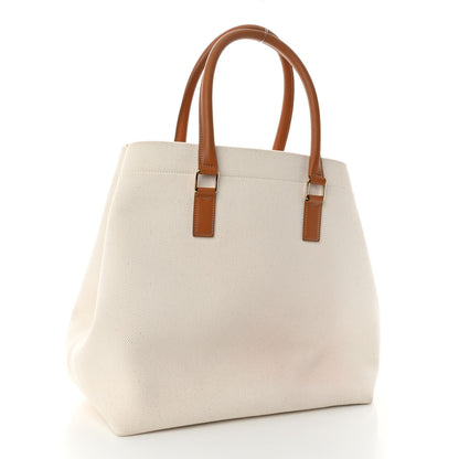 Celine Canvas Calfskin Logo Print Small Horizontal Cabas Natural Tan 3 of 13