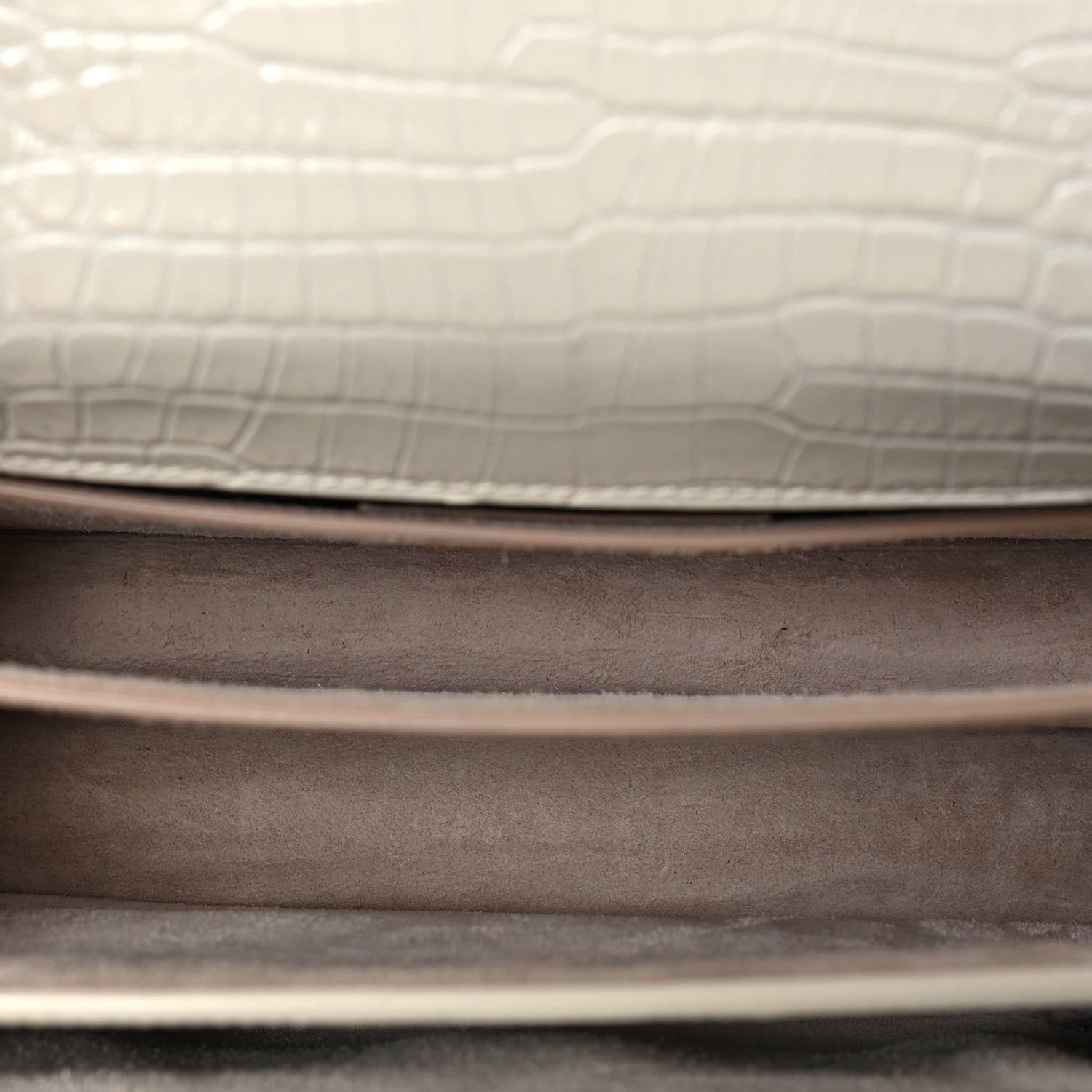 Saint Laurent Calfskin Crocodile Embossed Medium Monogram Sunset Blanc Vintage 5 of 9