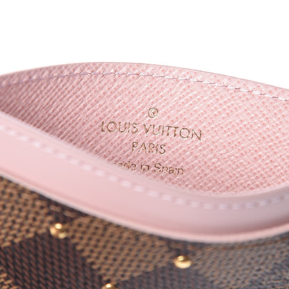 Louis Vuitton Damier Ebene Studded Card Holder Rose Ballerine 6 of 8