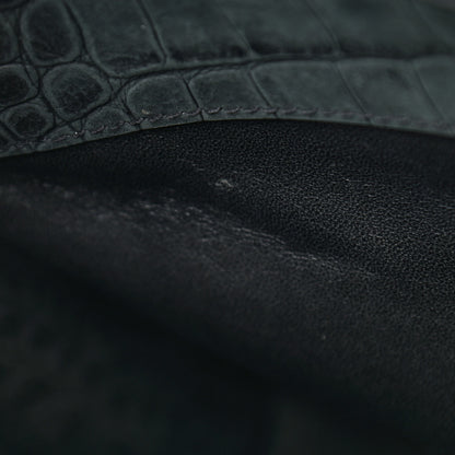 Saint Laurent Calfskin Crocodile Embossed Small Sac de Jour Black 10 of 11