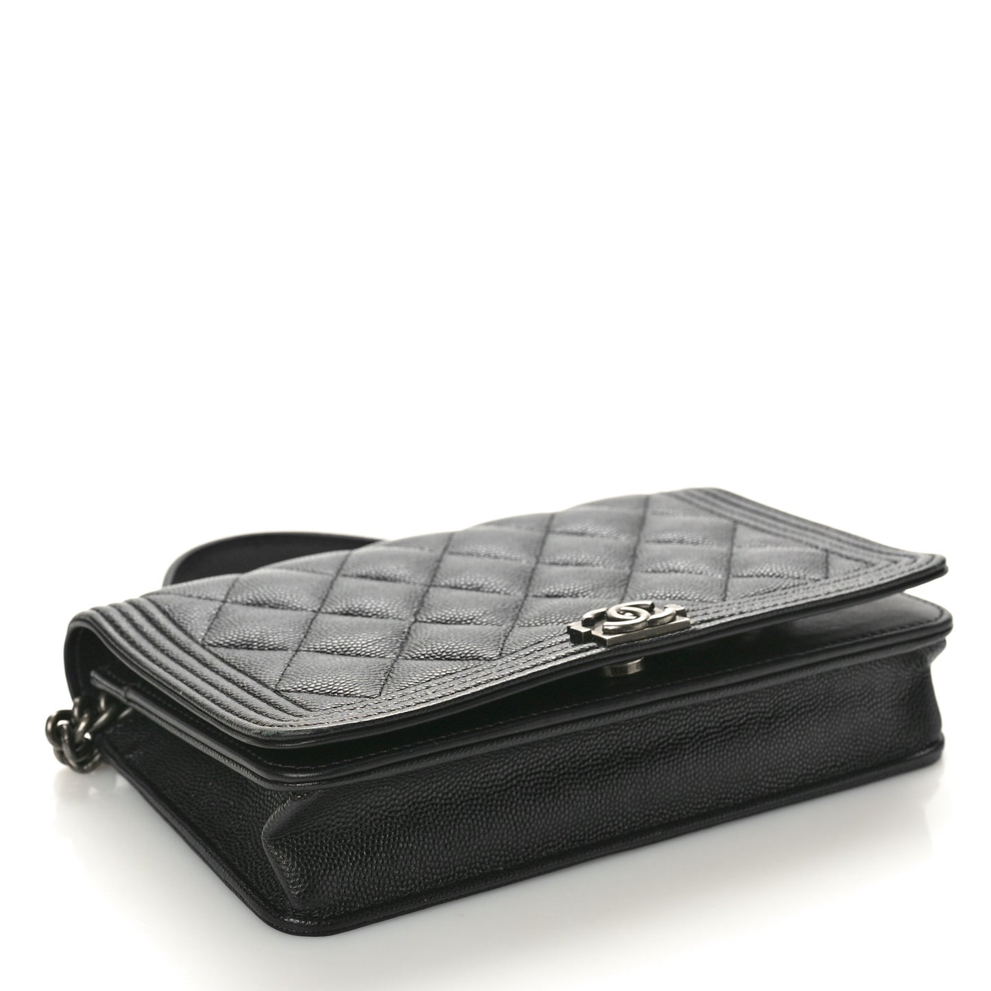 Caviar Quilted Boy Wallet On Chain WOC Black