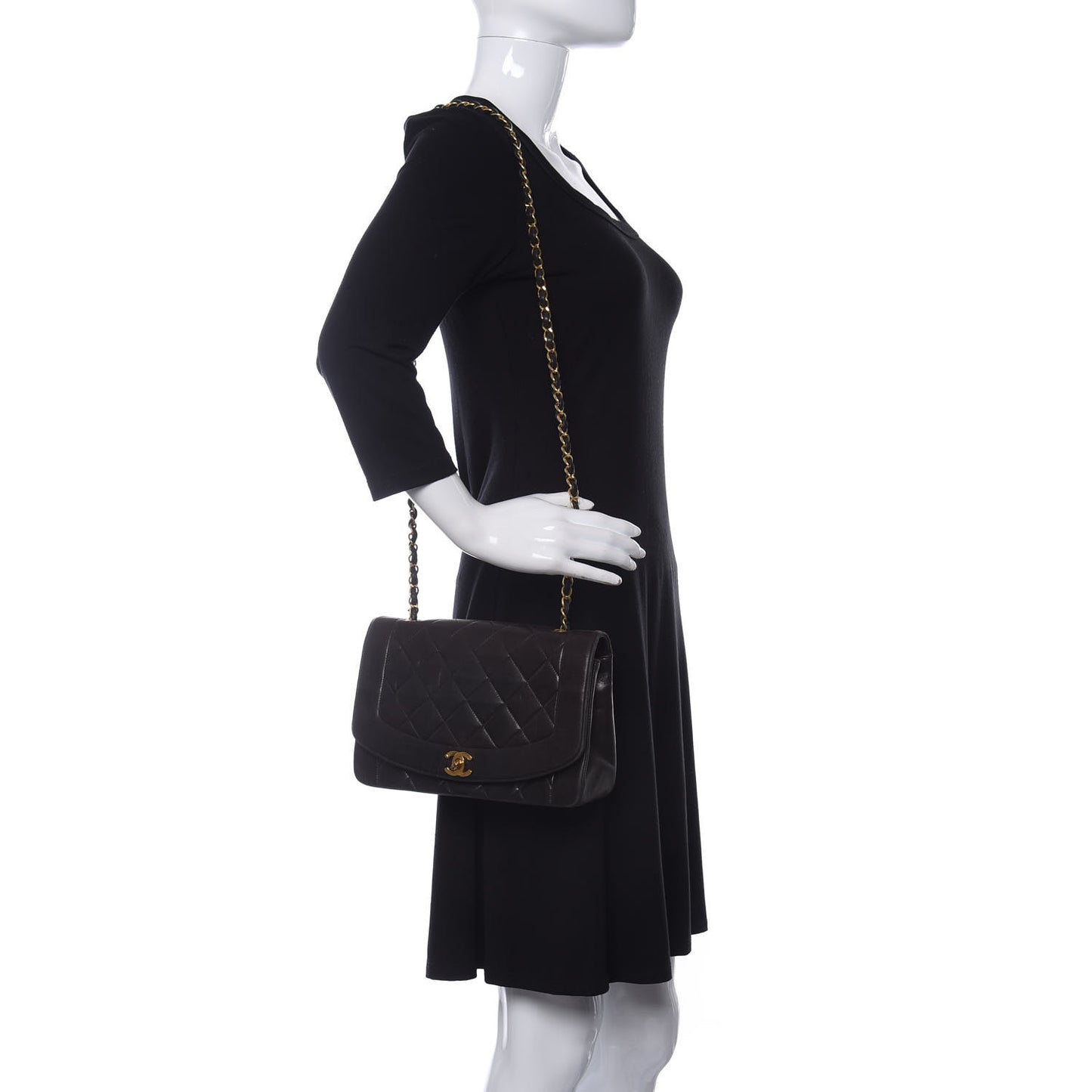 Lambskin Quilted Medium Single Flap Brown