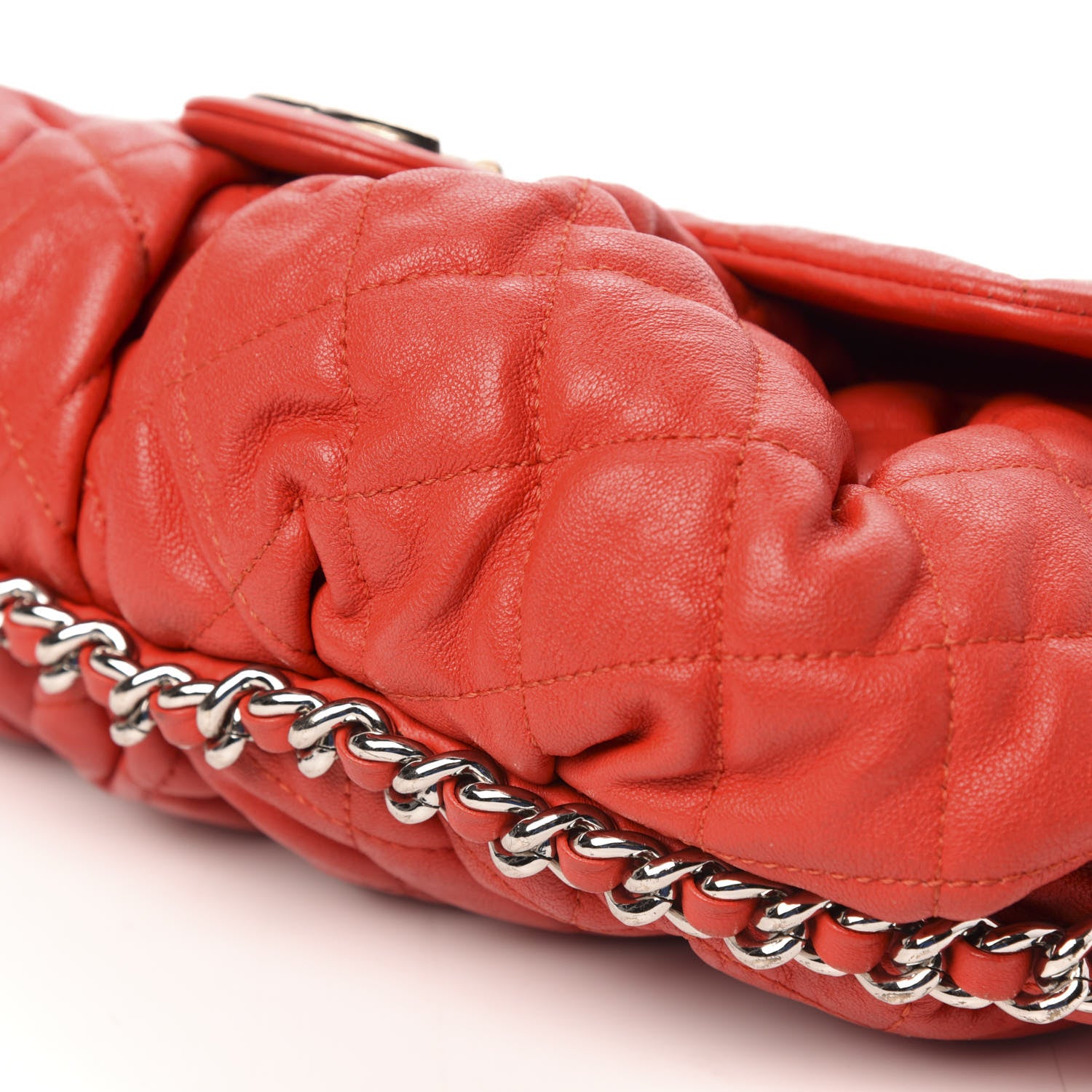 Chanel Washed Lambskin Medium Chain Around Messenger Red 6 of 9