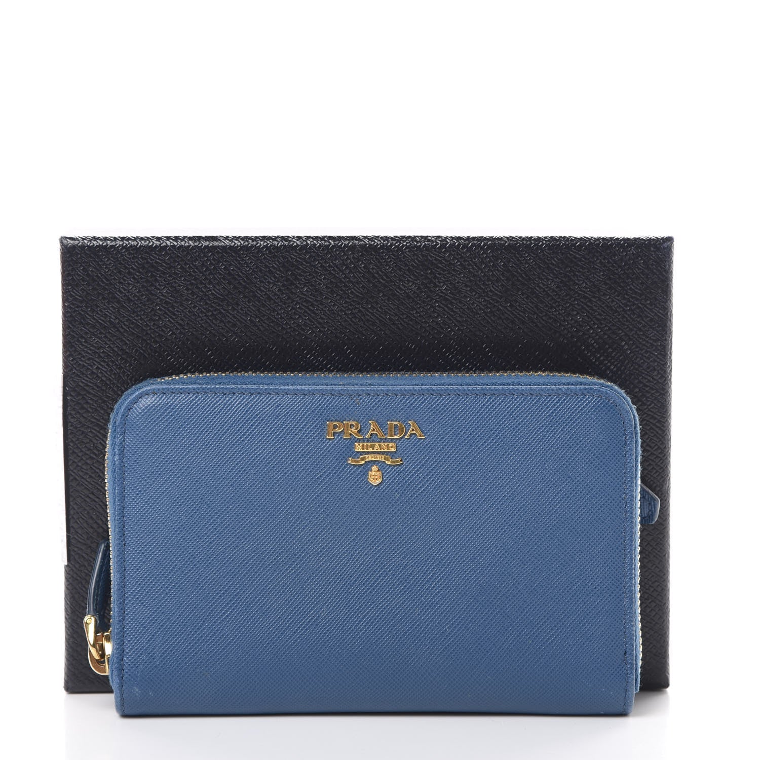 Prada Saffiano Zip Around Wallet Cobalto 14 of 14