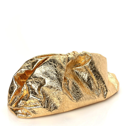 Bottega Veneta Metallic Crinkled Lambskin The Pouch Oversized Clutch Oro 3 of 9