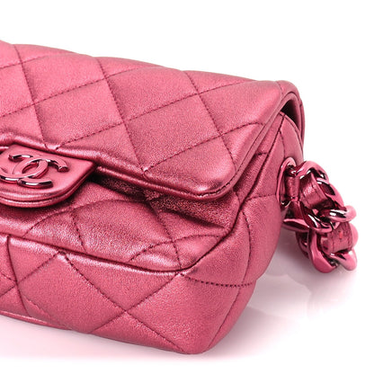Chanel Metallic Lambskin Quilted Mini Lacquered Chain Flap  Pink 9 of 9
