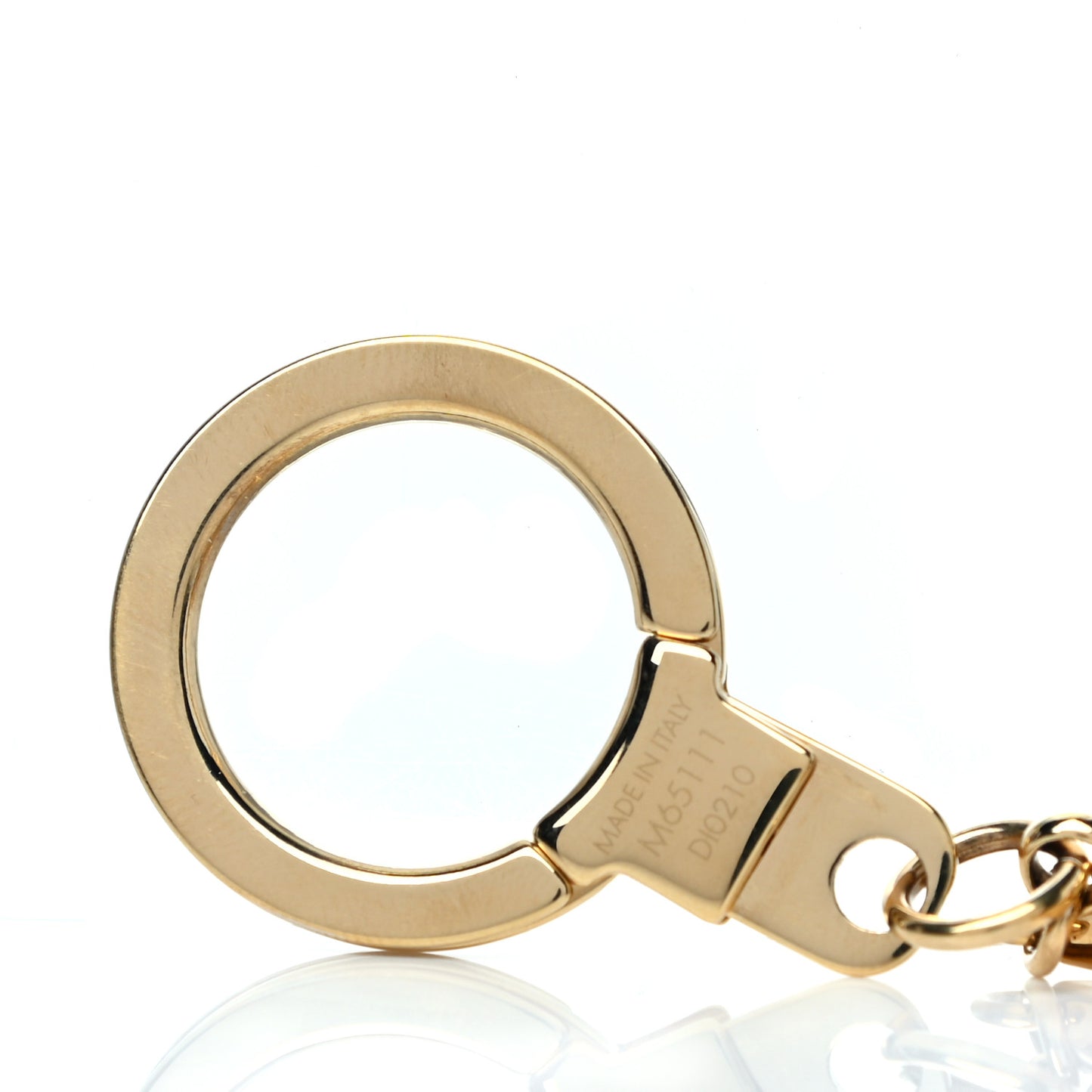 Brass Enamel Fleur De Monogram Bag Charm Chain Gold