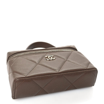 Chanel Caviar Quilted Top Handle Slim Vanity With Chain  Light Brown 3 of 9