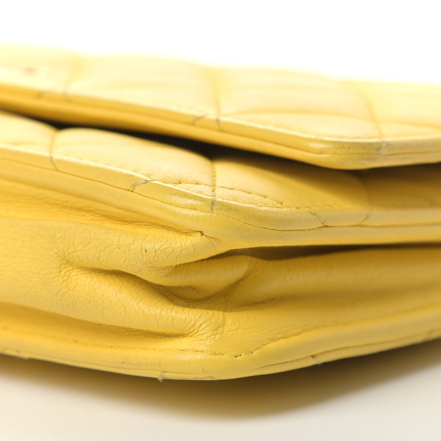 Lambskin Quilted Wallet on Chain WOC Yellow