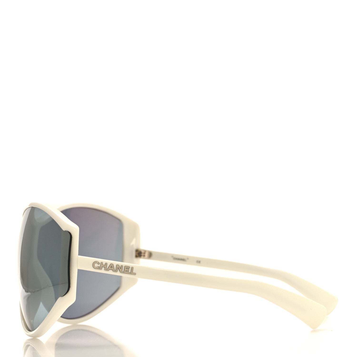 Chanel Acetate Mirror Shield Sunglasses White 3 of 7