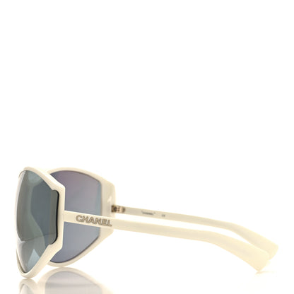 Chanel Acetate Mirror Shield Sunglasses White 3 of 7