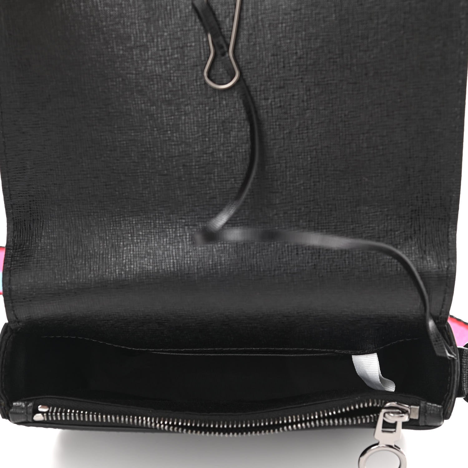 Off-White Saffiano Striped Mini Diag Binder Clip Bag Black White Indus 5 of 13