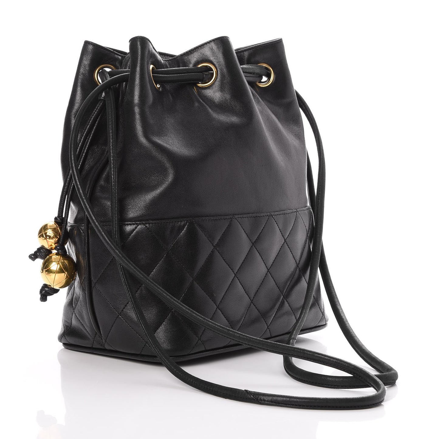 Lambskin CC Drawstring Bag Black