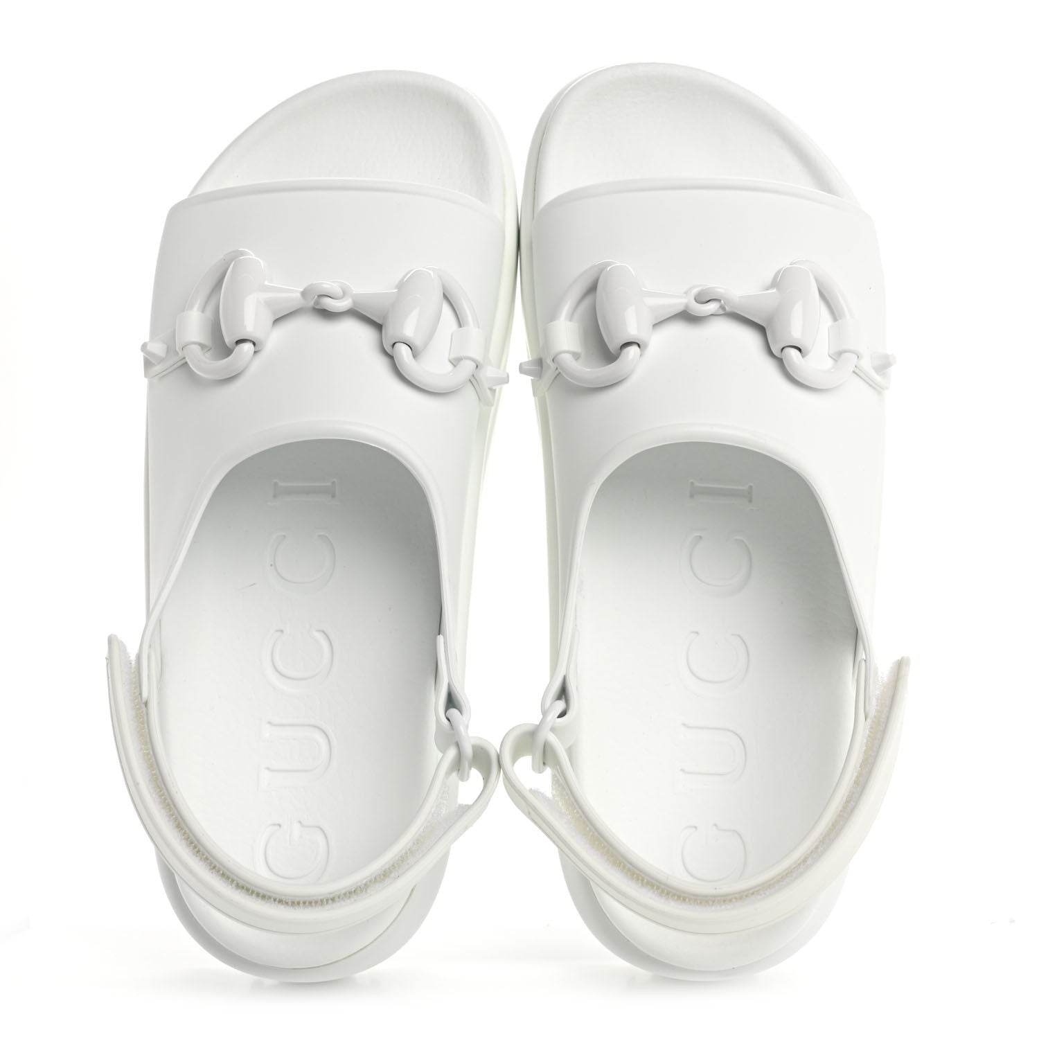 Gucci Soft Rubber Horsebit Touch Womens Strapped Sandals 38 Great White 2 of 7