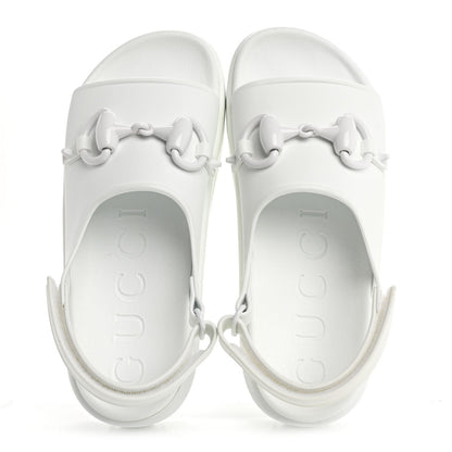 Gucci Soft Rubber Horsebit Touch Womens Strapped Sandals 38 Great White 2 of 7