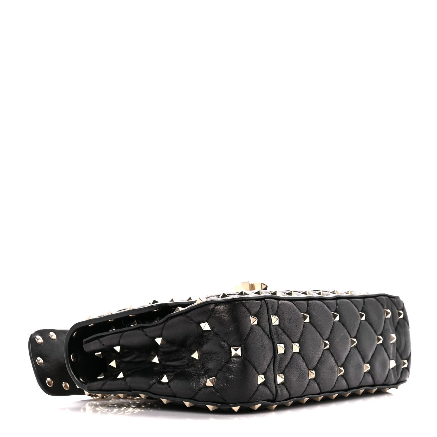 Lambskin Small Rockstud Spike Shoulder Bag Black