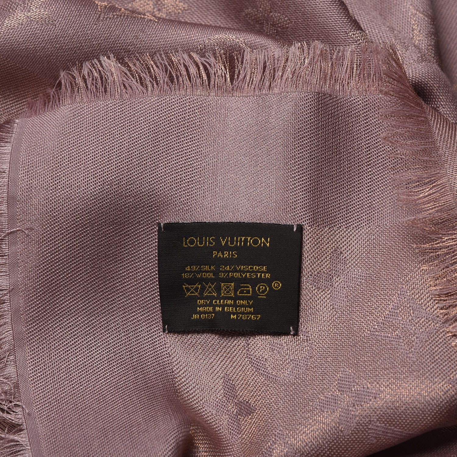 Louis Vuitton Silk Wool Monogram Shine Shawl Taupe 4 of 5