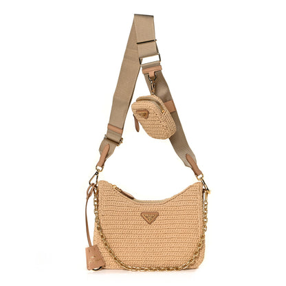 Prada Yarn Raffia Effect Crochet Re-Edition 2005 Shoulder Bag Naturale 1 of 9