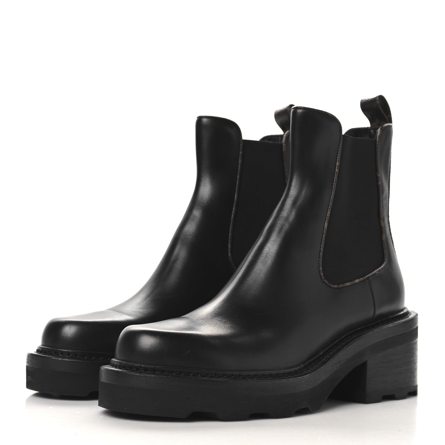 Louis Vuitton Calfskin Monogram Beaubourg Ankle Boots Black 4 of 7