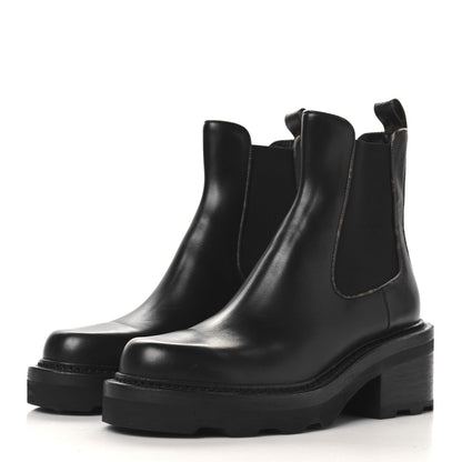 Louis Vuitton Calfskin Monogram Beaubourg Ankle Boots Black 4 of 7