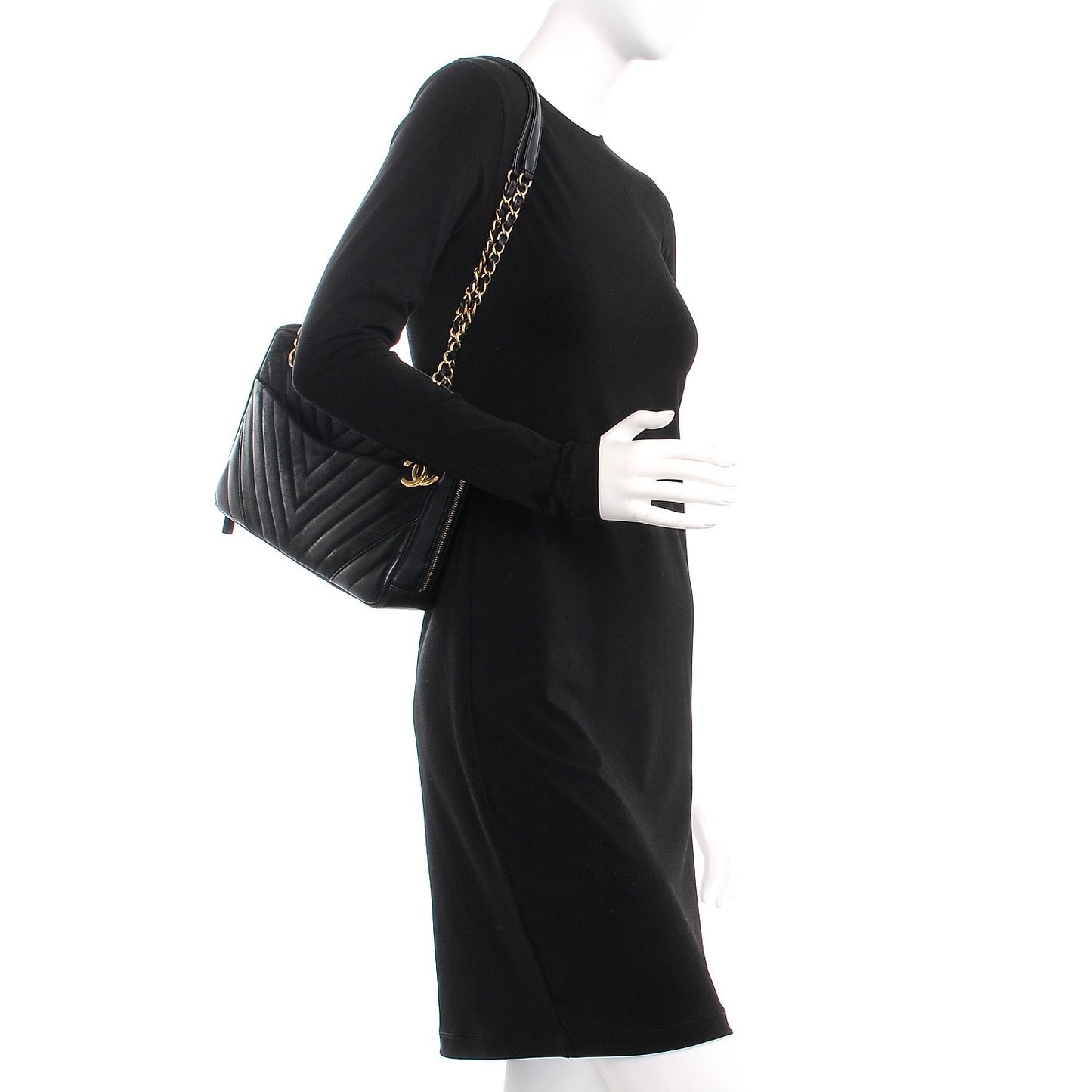 Lambskin Chevron Quilted Camera Case Black