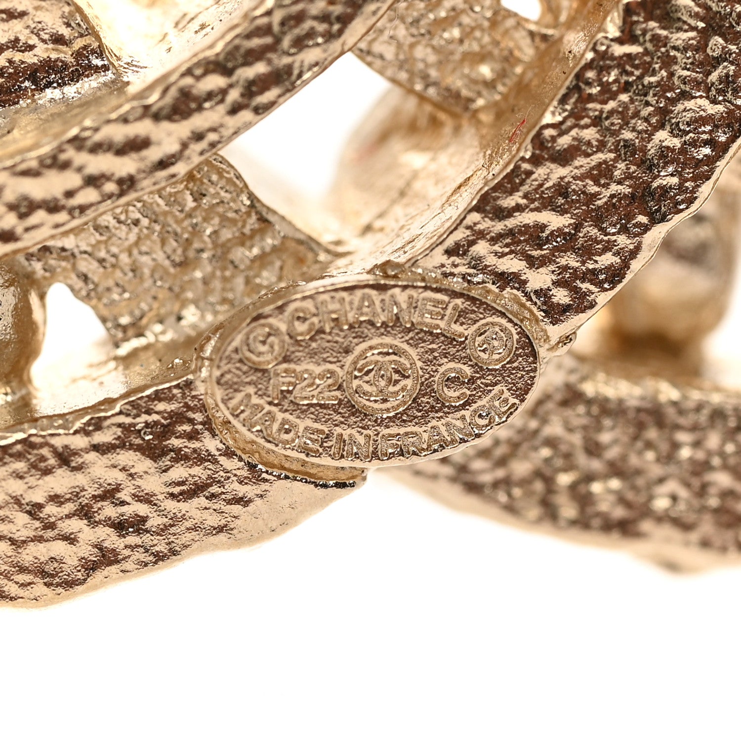 Chanel Metal Crystal CC Brooch Light Gold 4 of 4