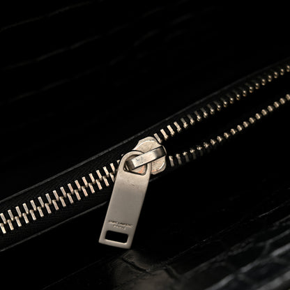 Saint Laurent SAINT LAURENT Calfskin Crocodile Embossed Large Thin Sac De Jour Black 16 of 17