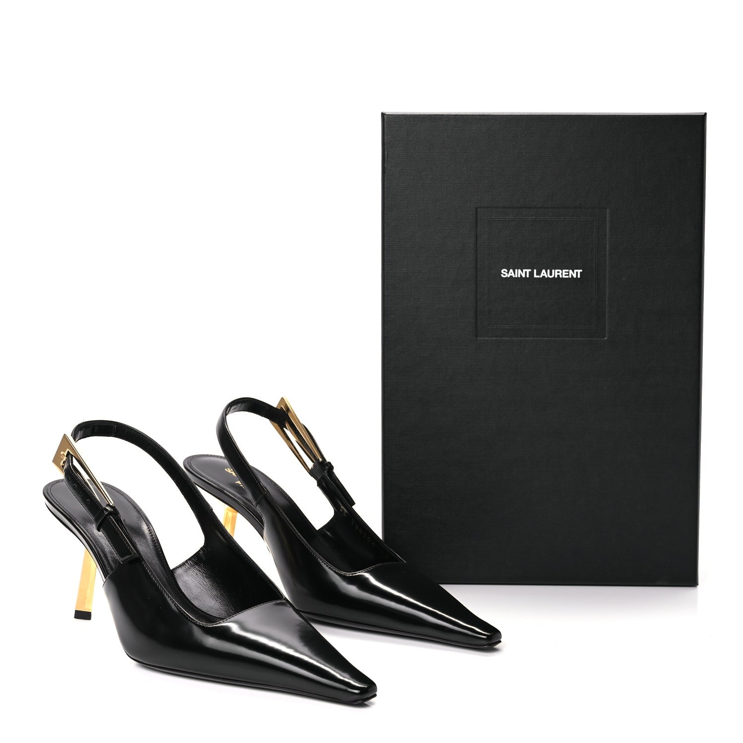 Saint Laurent Vitello Marilyn Lee 75 Slingback Pumps 36 Black 9 of 9