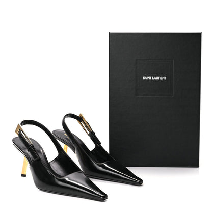 Saint Laurent Vitello Marilyn Lee 75 Slingback Pumps 36 Black 9 of 9