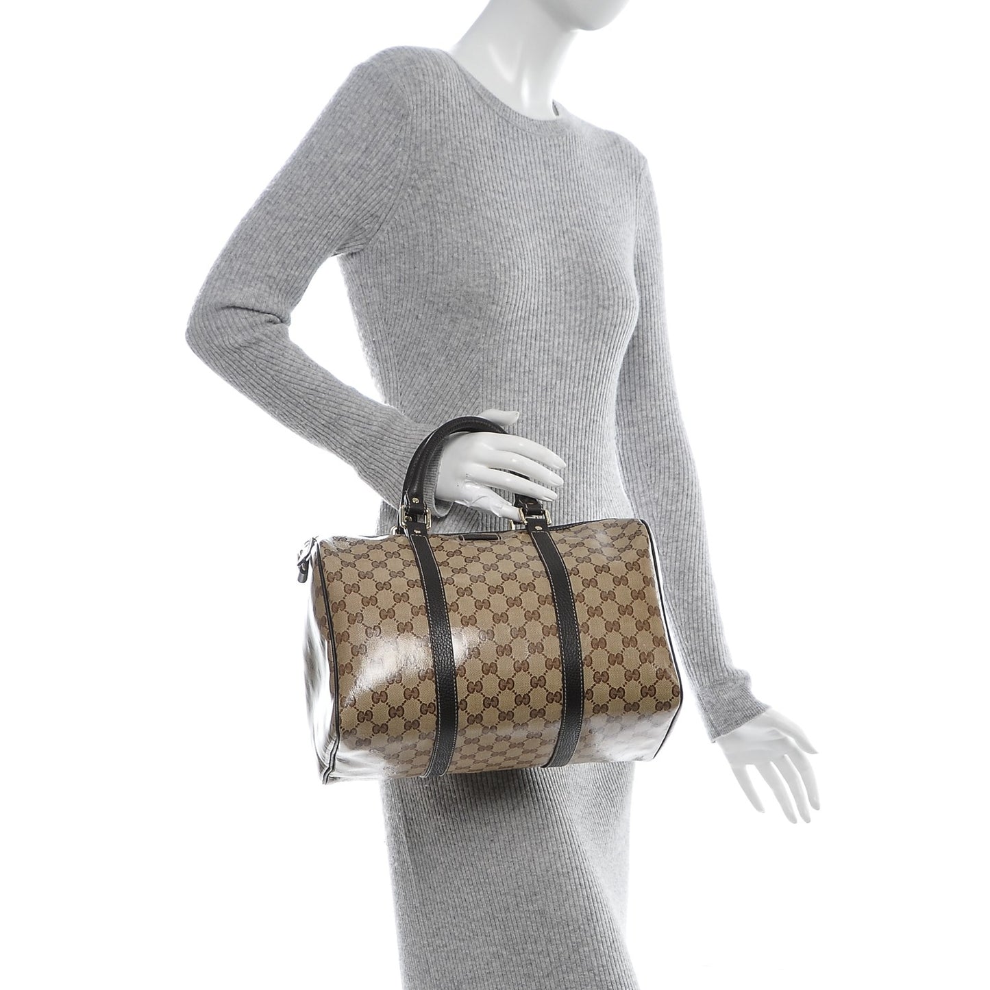 Crystal Monogram Medium Joy Boston Dark Brown