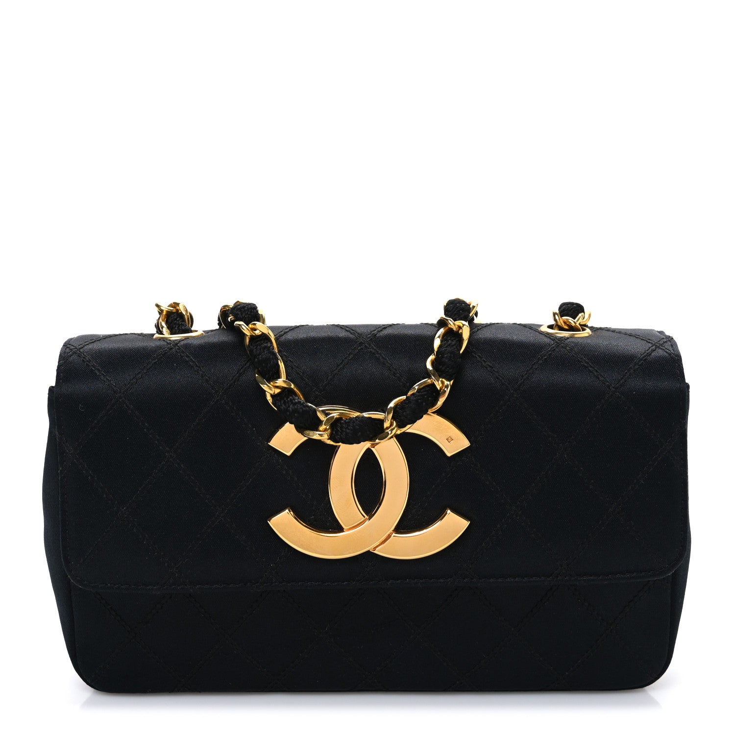 Chanel Satin Quilted Mini Single Flap Black 1 of 12