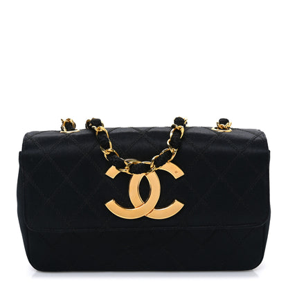 Chanel Satin Quilted Mini Single Flap Black 1 of 12