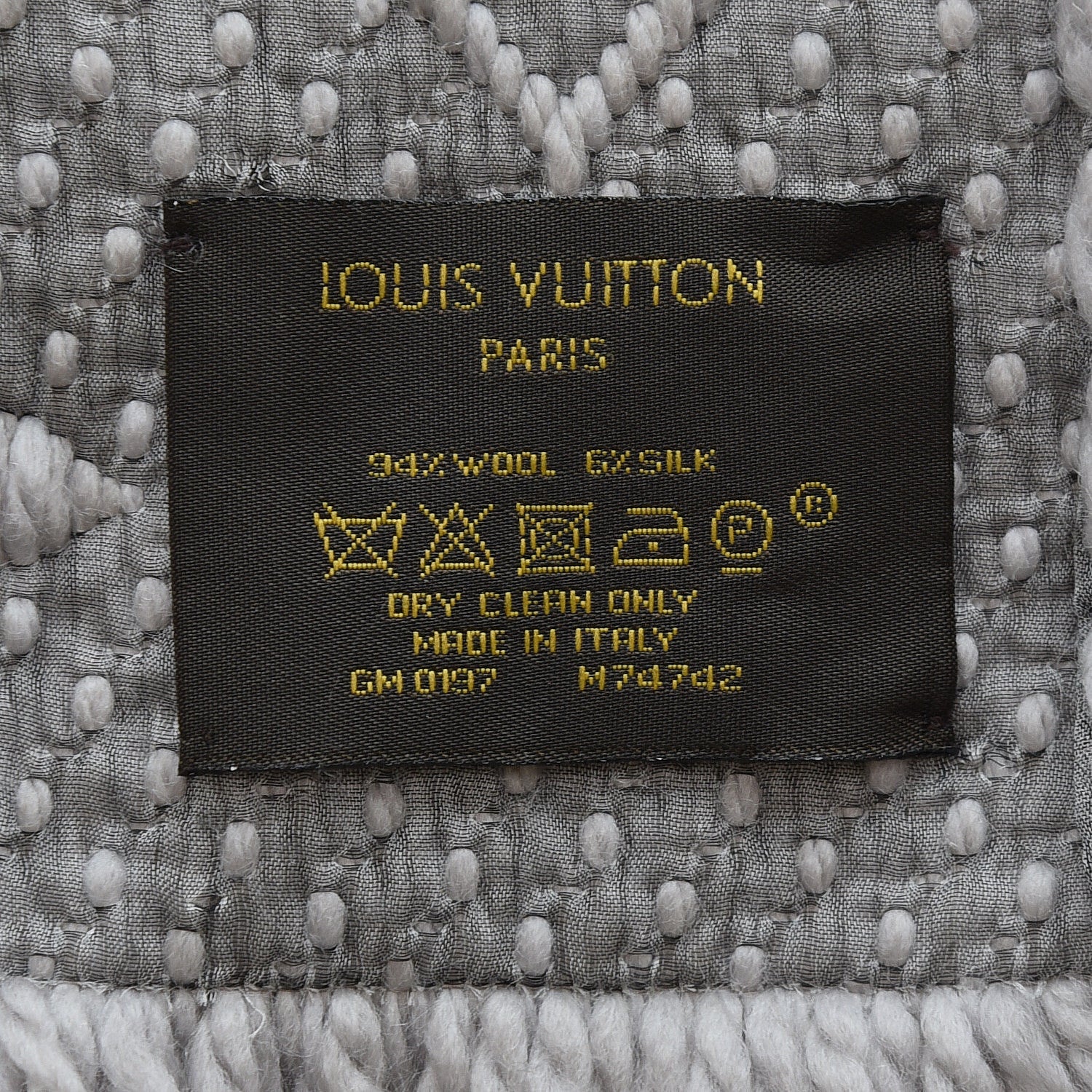Louis Vuitton Wool Silk Logomania Scarf Pearl Grey 4 of 4