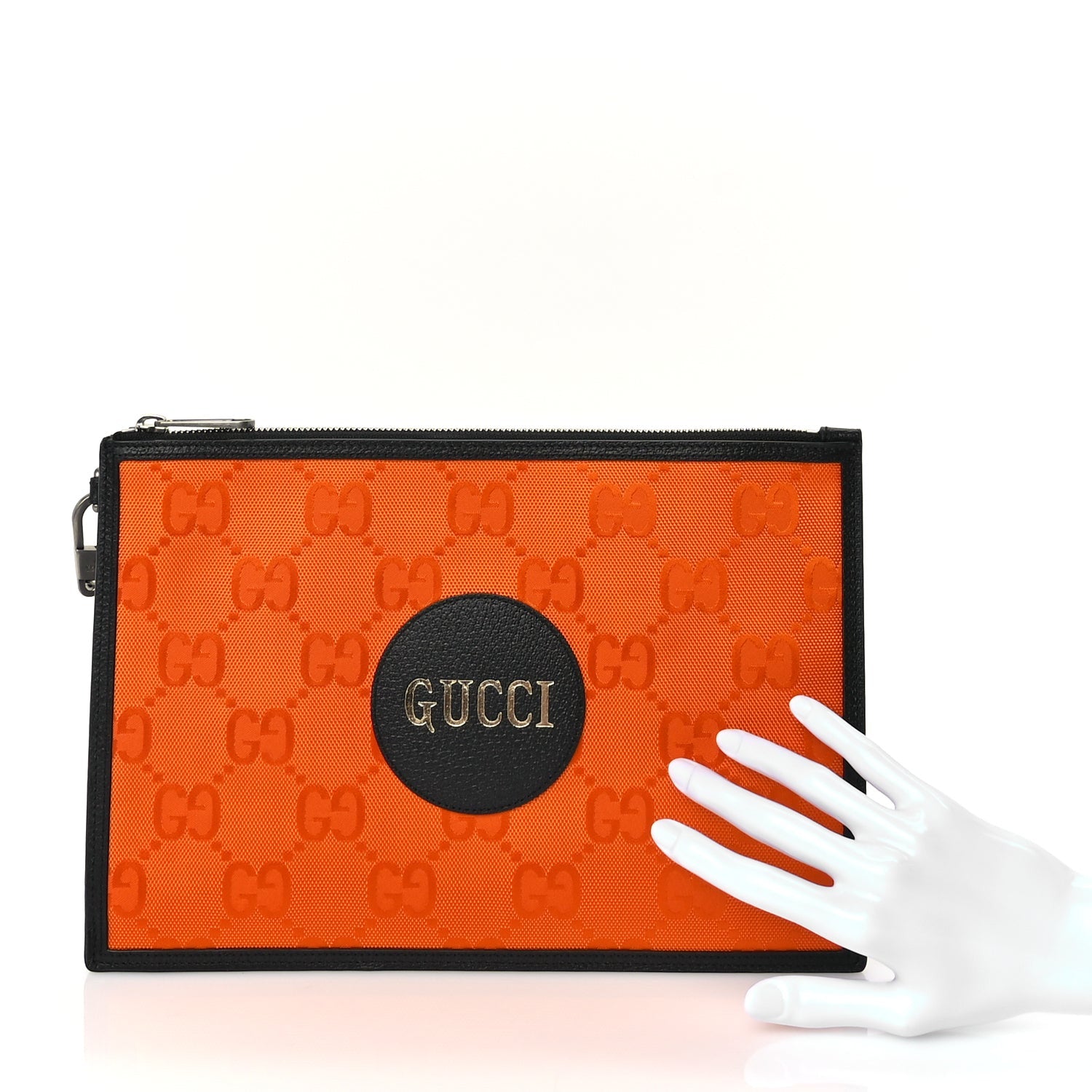 Gucci Econyl Nylon Monogram Off The Grid Zip Pouch Carrot Orange 2 of 9
