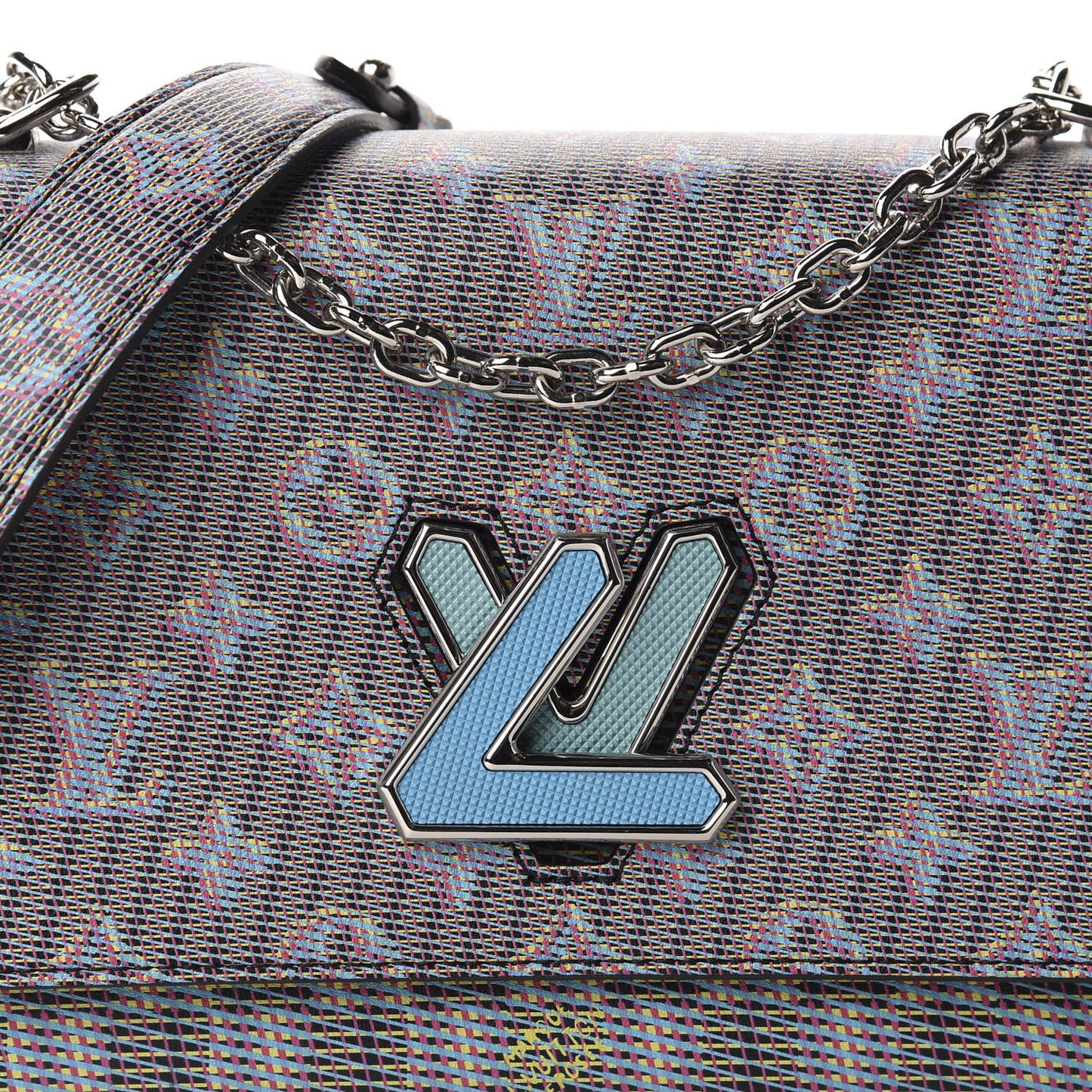 Calfskin Monogram LV Pop Twist Shoulder Bag MM Blue