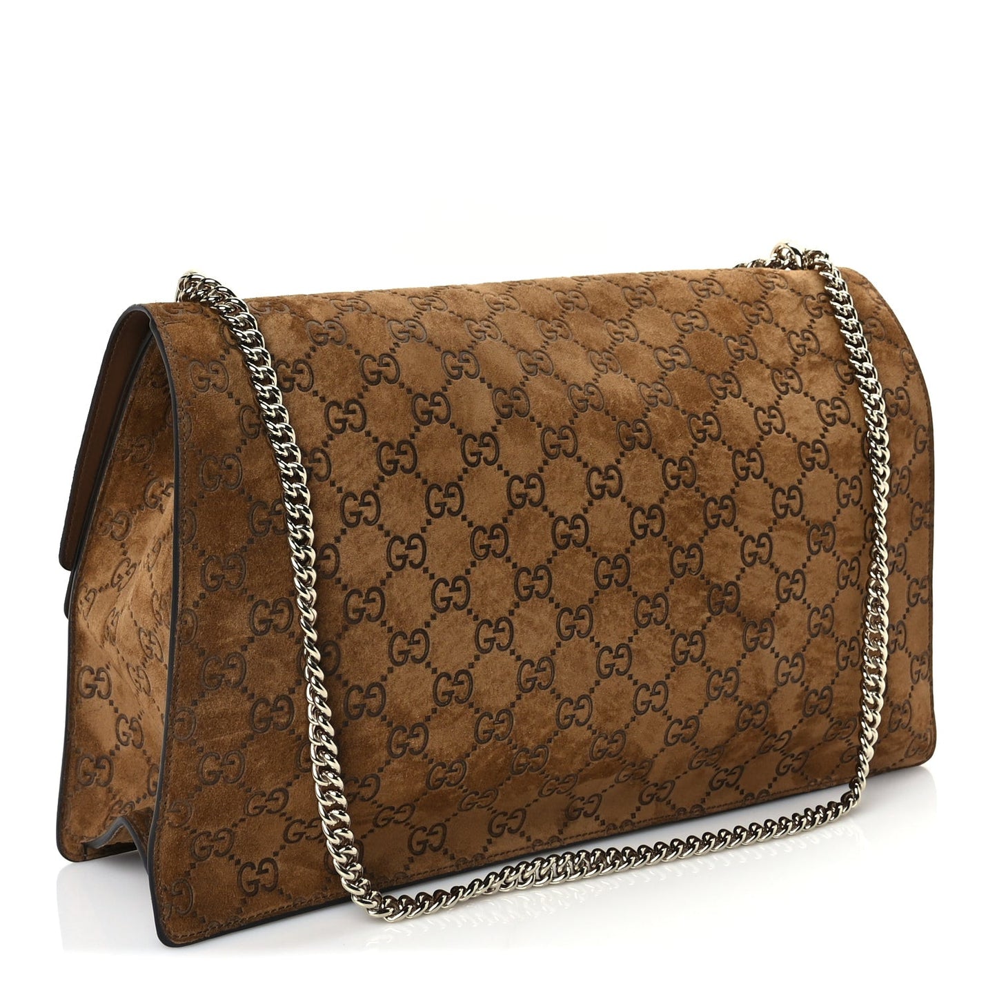 Suede GG Embossed Large Dionysus Shoulder Bag  Pepper Brown
