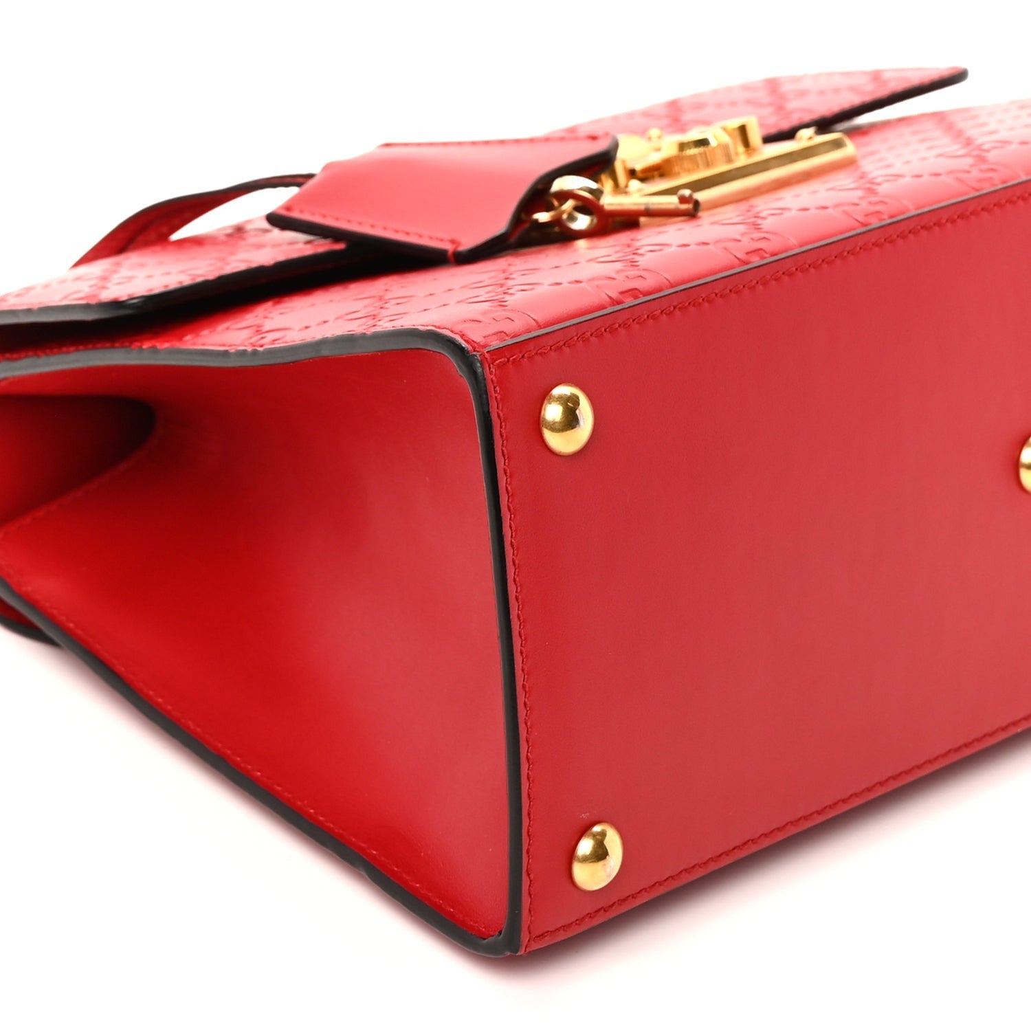 Gucci ssima Signature Small Padlock Top Handle Bag Hibiscus Red 7 of 8
