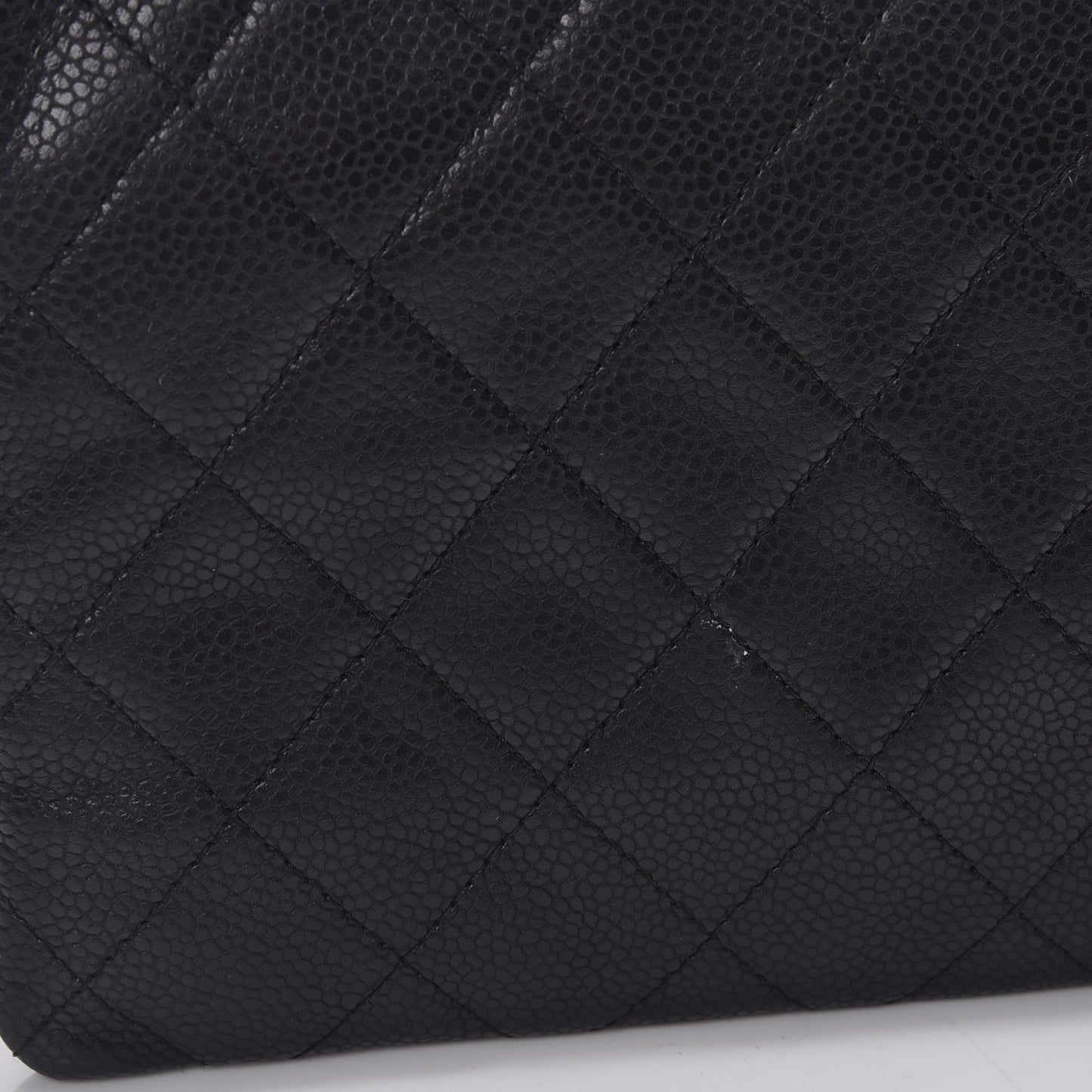 Caviar Quilted CC Beauty Clutch Black