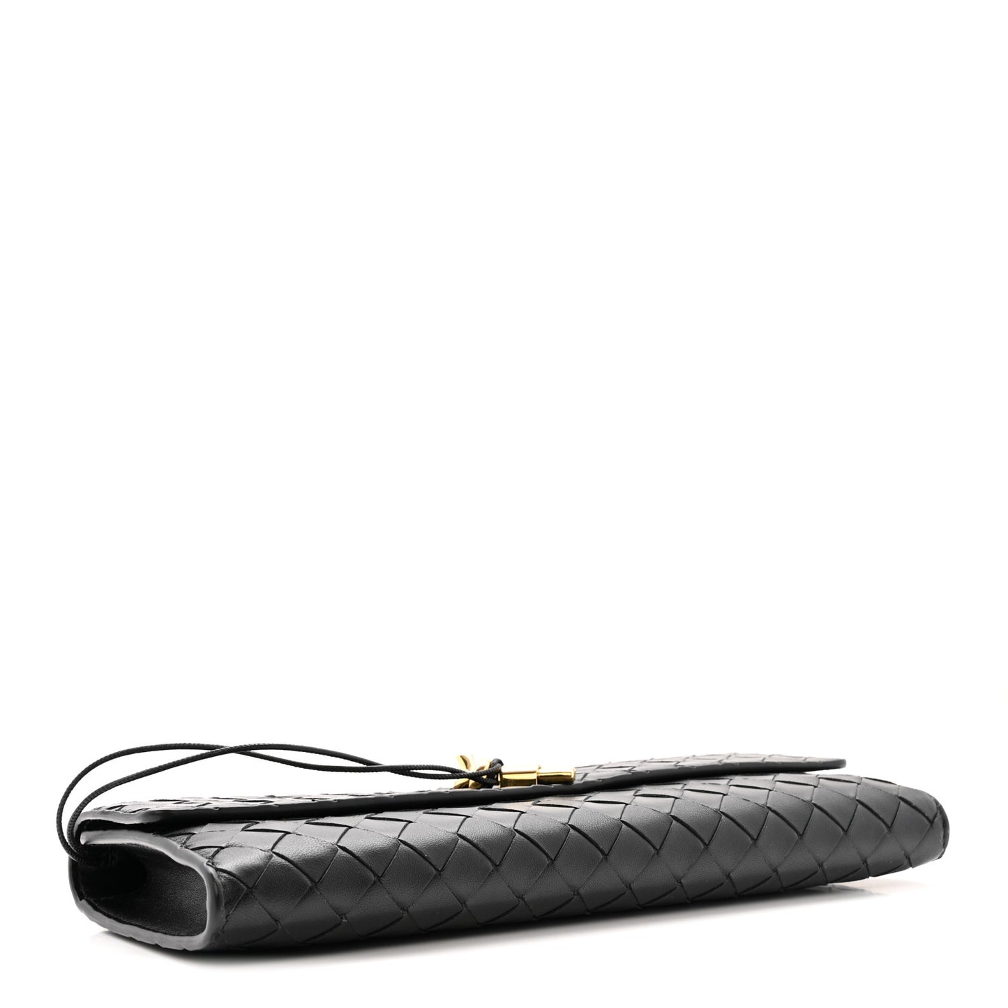 Nappa Intrecciato Long Andiamo Top Handle Clutch Black
