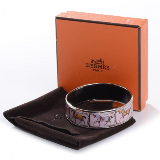 Enamel Printed Tenues Et Couvertures Wide Bracelet 70 Pink